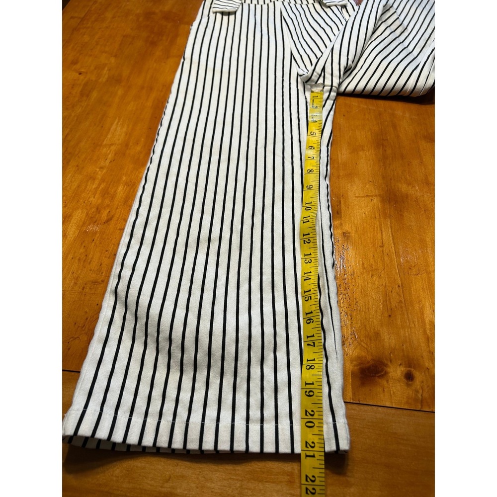 Main Strip Womens Black White Striped Tie Front Wide Leg Jumpsuit Small Cutout - Picture 7 of 13
